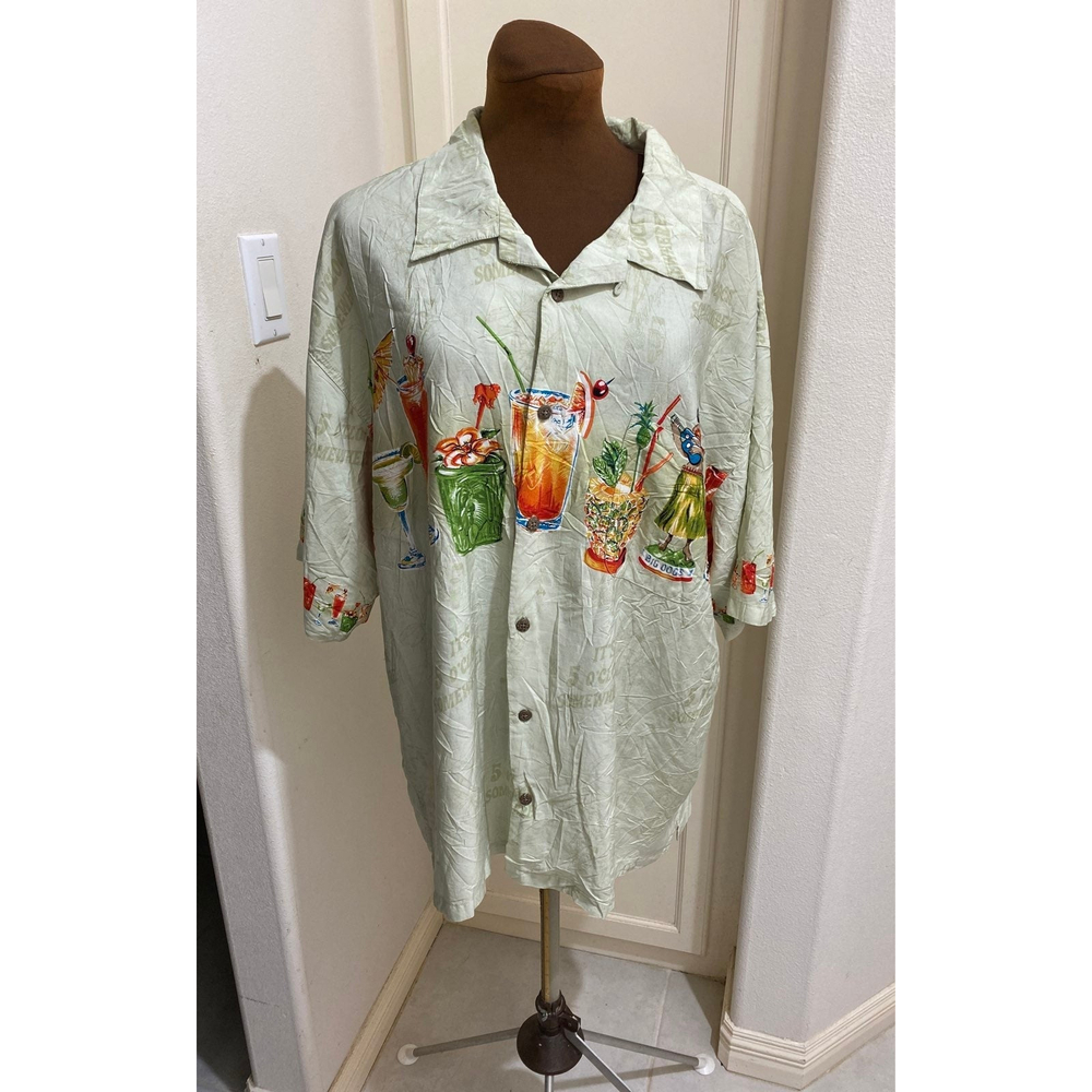 "Big Dogs" Men's Camp Shirt "it's 5:00 Somewhere" Cocktail Camp Shirt Size 2XL